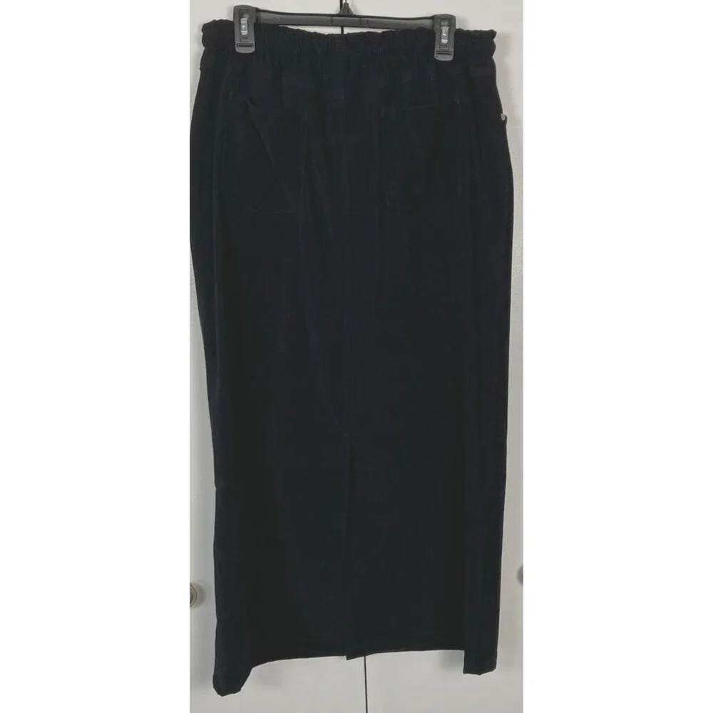 Vintage Denim & Co Faux Suede Long Black Skirt Size Large - Picture 8 of 8